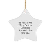Funny Database Administrator Gifts, 'Be Nice To Me...' Star Ornament, Gifts from Friends for Christmas - Image 1